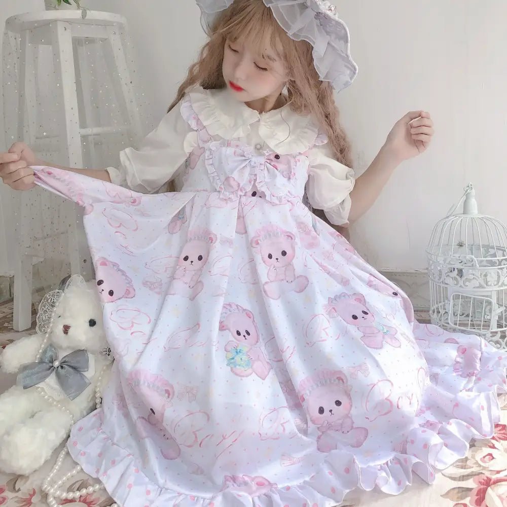Angelic Baby Teddy Bear Lolita Dress for Pastel Princesses - Cosparty
