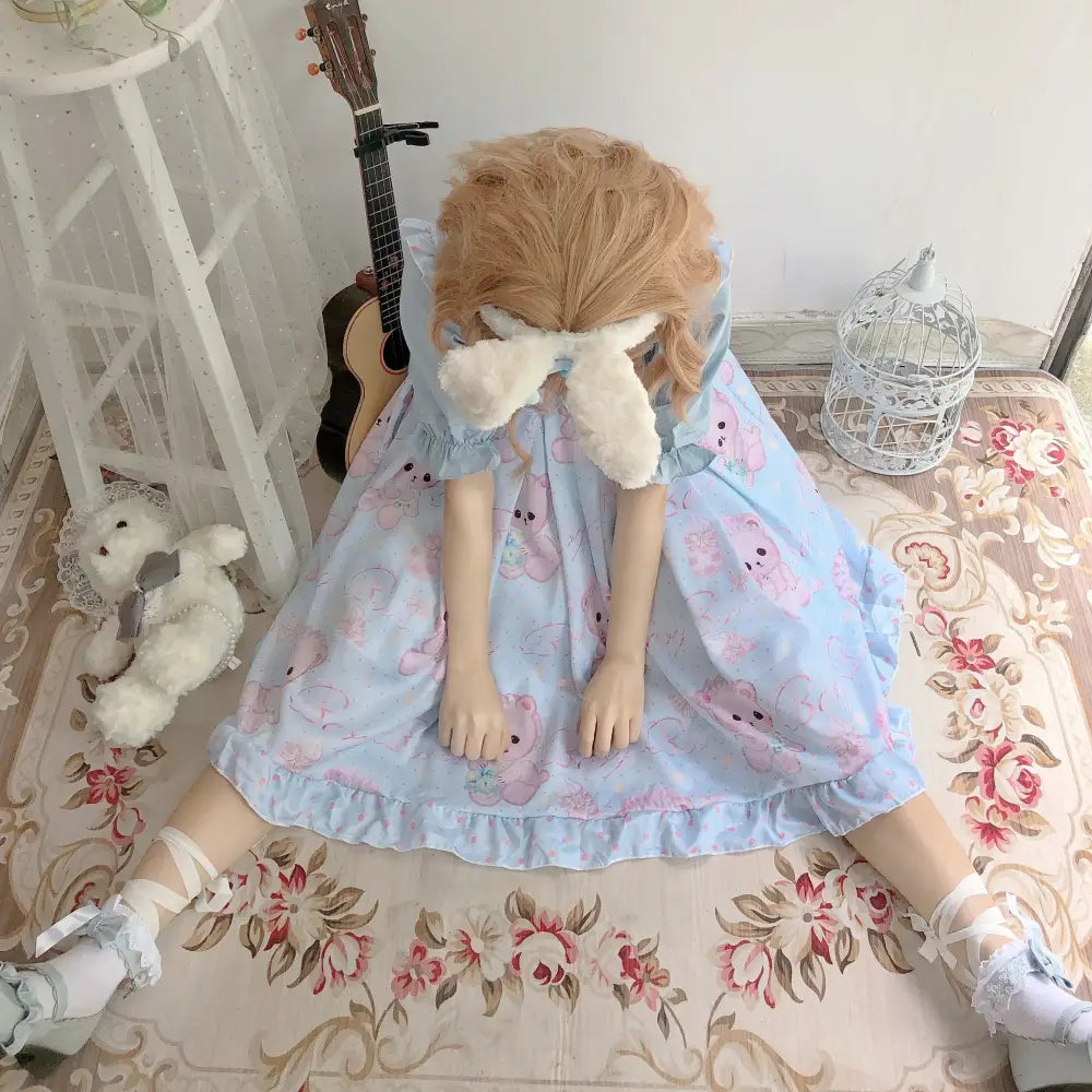 Angelic Baby Teddy Bear Lolita Dress for Pastel Princesses - dresses