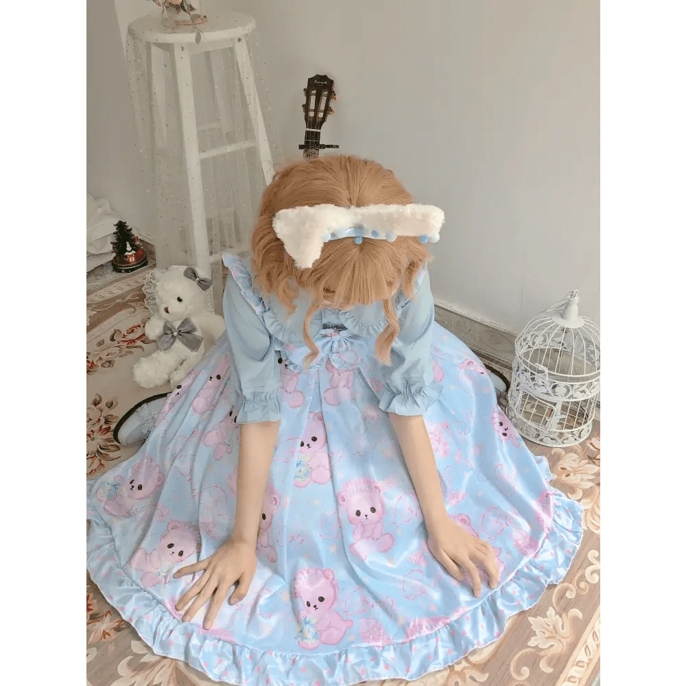 Angelic Baby Teddy Bear Lolita Dress for Pastel Princesses - Cosparty