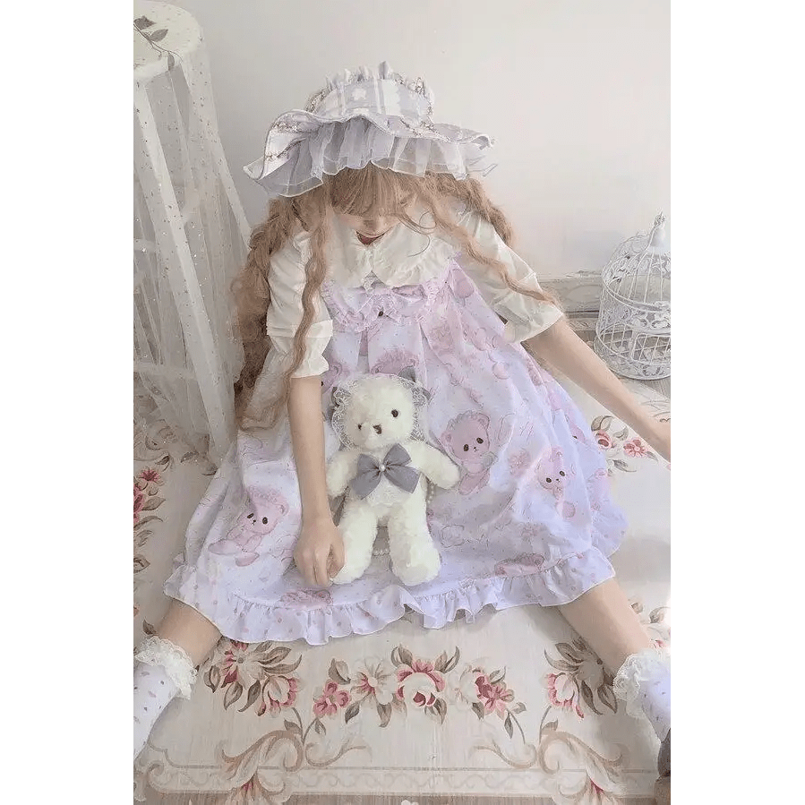 Angelic Baby Teddy Bear Lolita Dress for Pastel Princesses - Cosparty