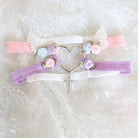 Angelic Rosebud Garter Belts - Purple & Pink Angel - angel wings, flowers, garter, garter