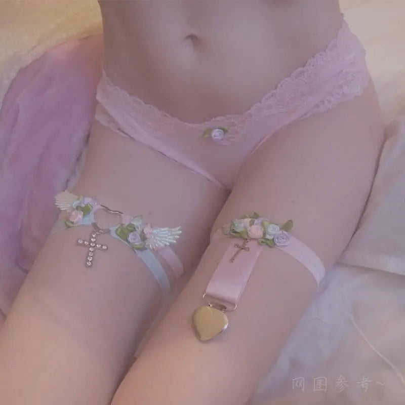 Angelic Rosebud Garter Belt for Playful Heavenly Style - garter belt