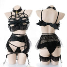 Anime Inspired Lingerie Set with Bat Wings and Vegan Leather Accents - lingerie