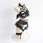Anime Inspired Lingerie Set with Bat Wings and Vegan Leather Accents - Cosparty