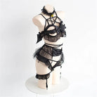 Anime Inspired Lingerie Set with Bat Wings and Vegan Leather Accents - lingerie