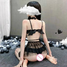 Anime Inspired Lingerie Set with Bat Wings and Vegan Leather Accents - Cosparty