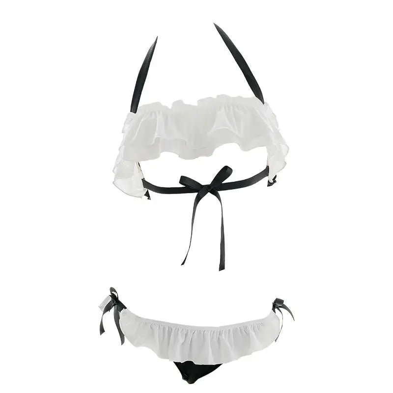 Anime Inspired Lingerie Set with Ruffles and Ribbons - Cosparty