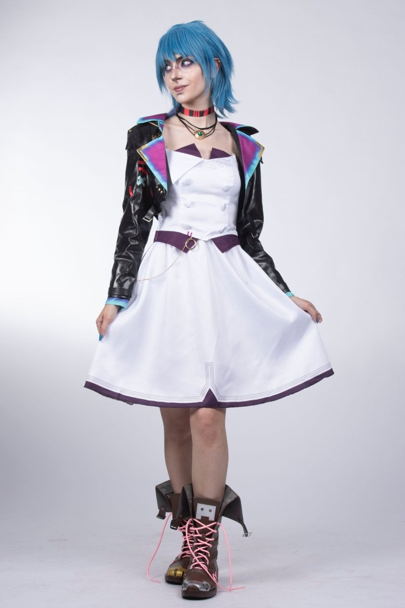 Arcane Season 2 AU Powder White Dress Cosplay Costume - Cosparty