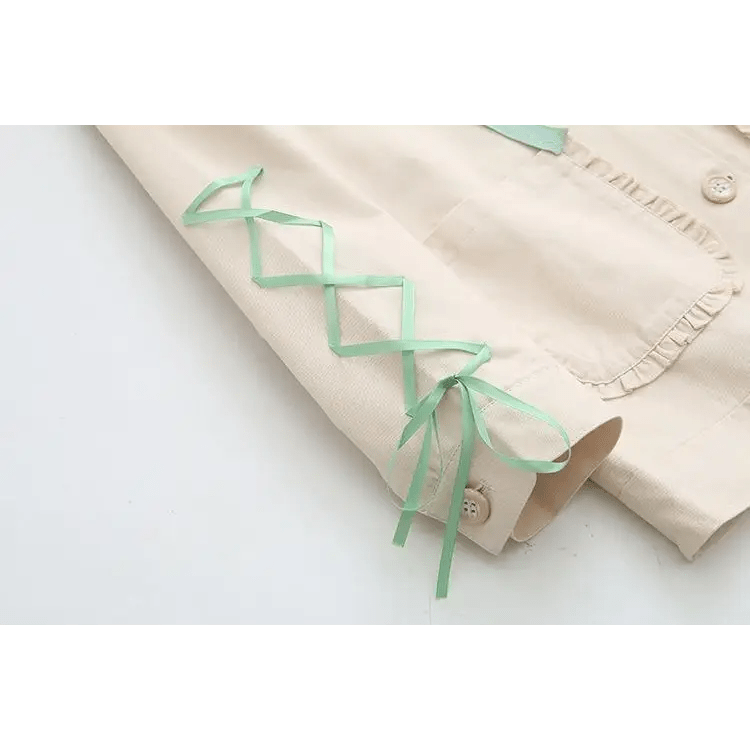 Avocado Teddy Bear Windbreaker Coat for Spring and Fall - Cosparty