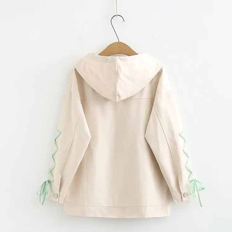 Avocado Teddy Bear Windbreaker Coat for Spring and Fall - Cosparty