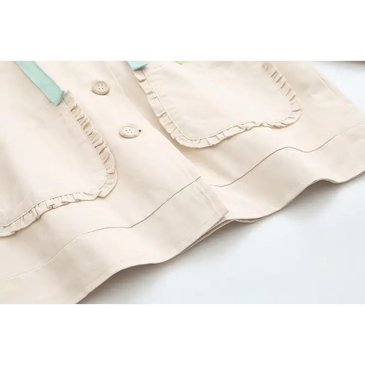 Avocado Teddy Bear Windbreaker Coat for Spring and Fall - Cosparty