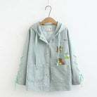 Avocado Teddy Bear Windbreaker Coat for Spring and Fall - Cosparty