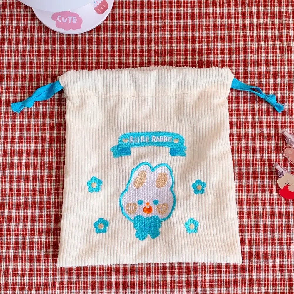 Baby Bear and Bunny Corduroy Drawstring Bags for Cute Belongings - Cosparty