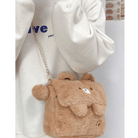 Baby Bear Fur Handbag with Cute Embroidered Teddy Bear Face - Cosparty