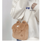 Baby Bear Fur Handbag with Cute Embroidered Teddy Bear Face - Cosparty