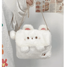 Baby Bear Fur Handbag with Cute Embroidered Teddy Bear Face - Cosparty