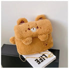 Baby Bear Fur Handbag with Cute Embroidered Teddy Bear Face - Cosparty