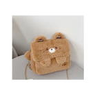 Baby Bear Fur Handbag with Cute Embroidered Teddy Bear Face - handbag