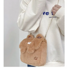 Baby Bear Fur Handbag with Cute Embroidered Teddy Bear Face - handbag