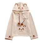 Pom Pom Bear Hoodie - Khaki - sweater