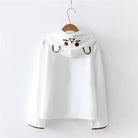 Baby Bear Pom-Pom Embellished Hoodie in White or Brown - sweater