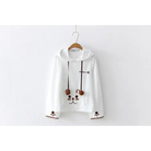 Baby Bear Pom-Pom Embellished Hoodie in White or Brown - sweater