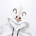 Baby Bear Pom-Pom Embellished Hoodie in White or Brown - sweater