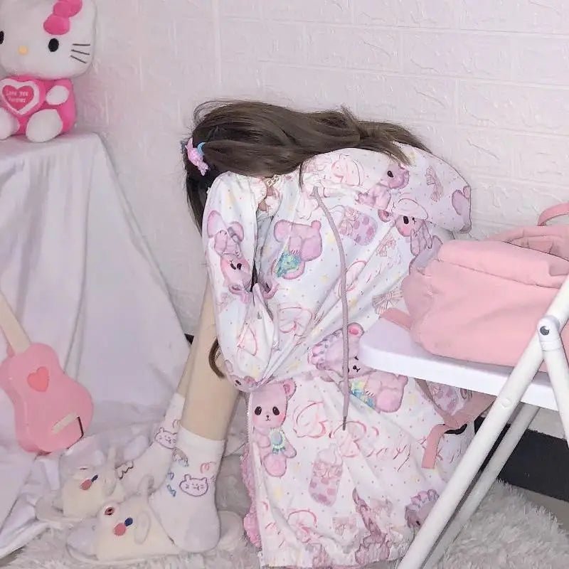 Baby Bear Windbreaker Jacket in Pastel Colors for Kawaii Lovers - Cosparty