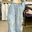 Baby Blue Kawaii Cargo Pants for a Y2K Nostalgic Look - pants