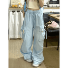 Baby Blue Kawaii Cargo Pants for a Y2K Nostalgic Look - Cosparty