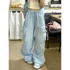 Baby Blue Kawaii Cargo Pants for a Y2K Nostalgic Look - pants