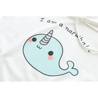 Baby Blue Narwhal Hoodie with Corset Lace - Up Ties - Cosparty