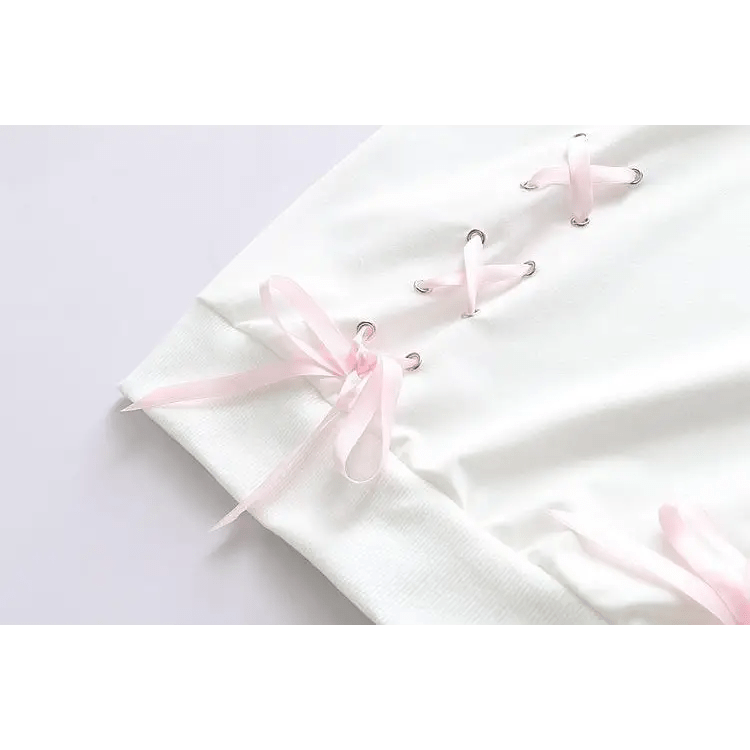 Baby Blue Narwhal Hoodie with Corset Lace - Up Ties - Cosparty