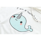 Baby Blue Narwhal Hoodie with Corset Lace-Up Ties - sweater