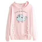 Baby Blue Narwhal Hoodie with Corset Lace - Up Ties - Cosparty