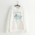 Baby Blue Narwhal Hoodie with Corset Lace - Up Ties - Cosparty