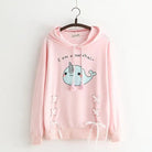 Baby Blue Narwhal Hoodie with Corset Lace-Up Ties - sweater