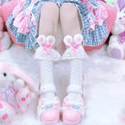 Baby Bun Lace Bunny Ear Lolita Stockings with Ruffled Doily Top - Cosparty