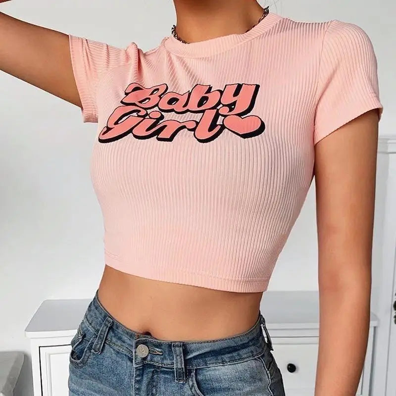 Baby Girl Pink Retro 90’s Inspired Crop Top - crop top