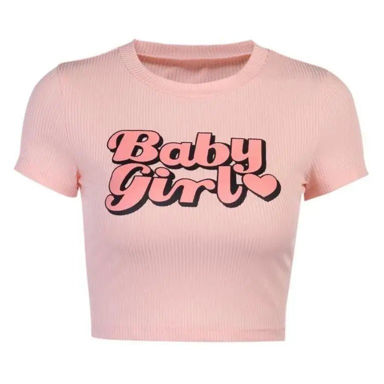 Baby Girl Pink Retro 90's Inspired Crop Top - Cosparty