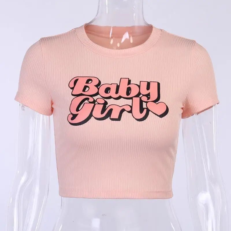 Baby Girl Pink Retro 90's Inspired Crop Top - Cosparty
