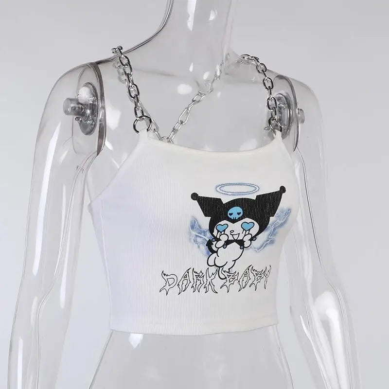 Baby Kuromi Crop Top with Chain Straps for Edgy Little Ones - shirt