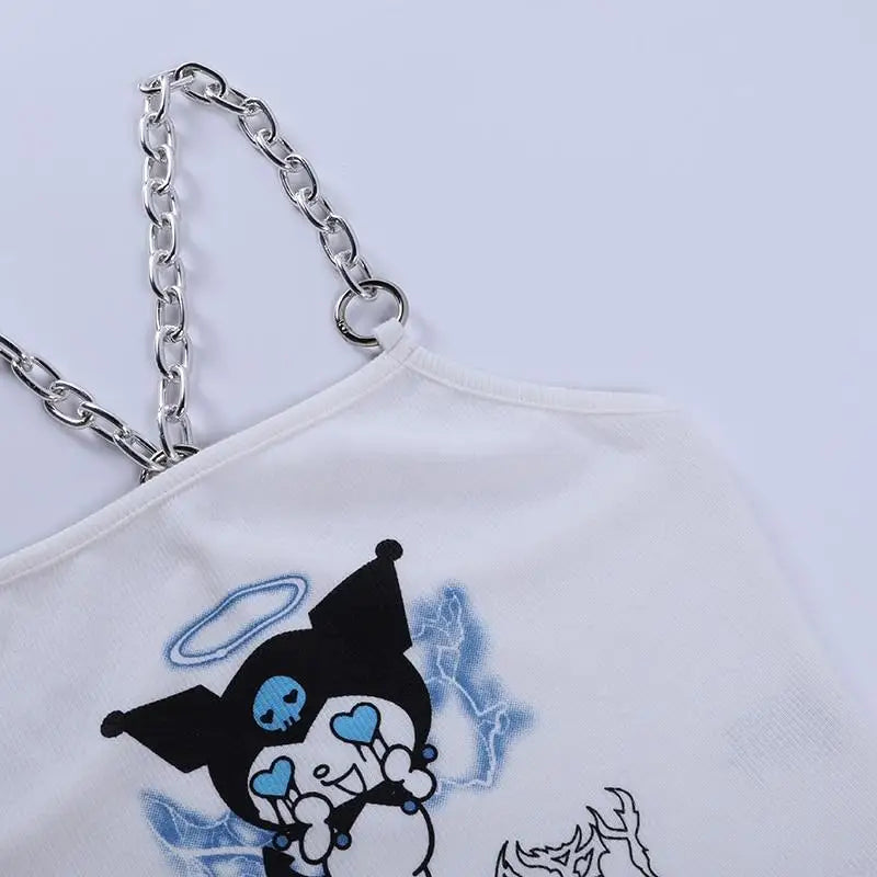 Baby Kuromi Crop Top with Chain Straps for Edgy Little Ones - shirt