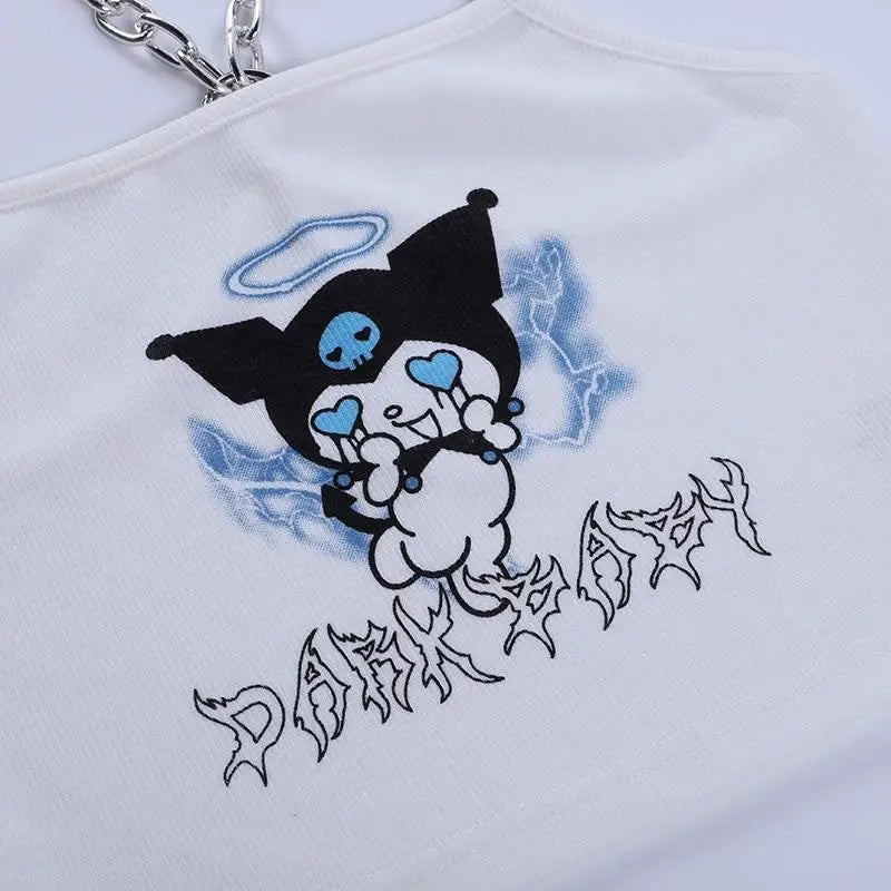 Baby Kuromi Crop Top with Chain Straps for Edgy Little Ones - shirt