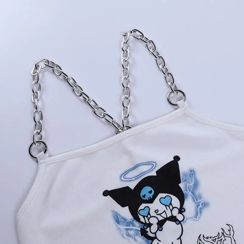 Baby Kuromi Crop Top with Chain Straps for Edgy Little Ones - shirt