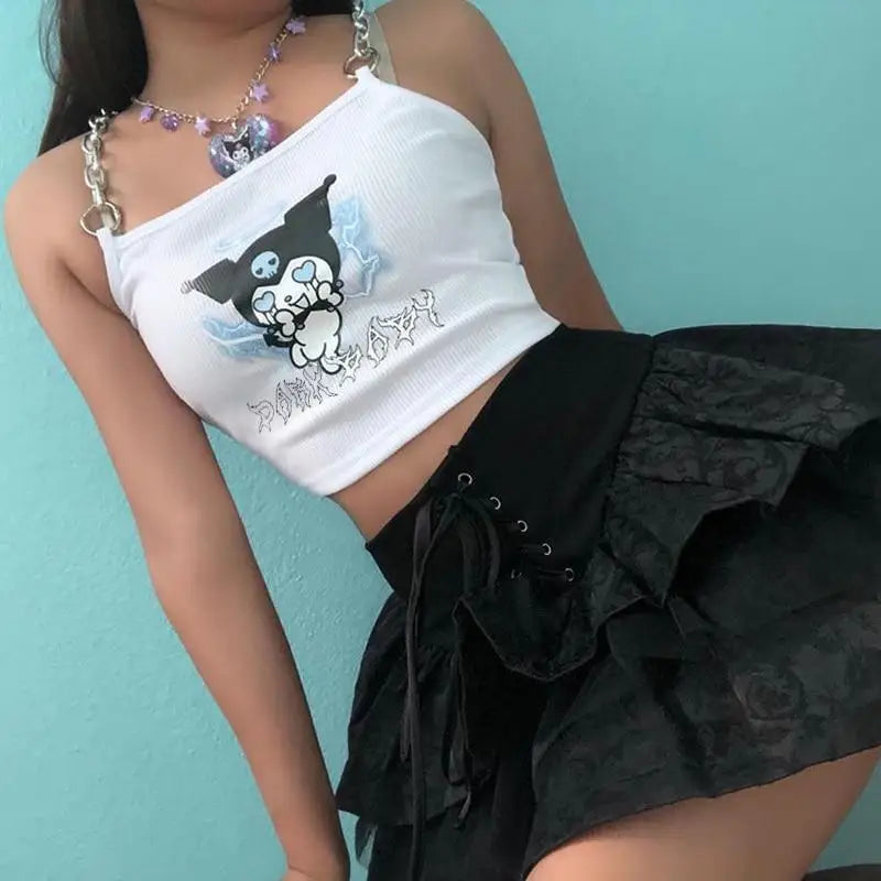 Baby Kuromi Crop Top with Chain Straps for Edgy Little Ones - shirt