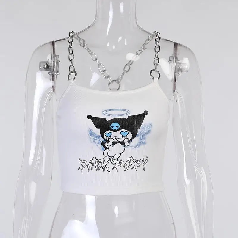 Baby Kuromi Crop Top with Chain Straps for Edgy Little Ones - shirt