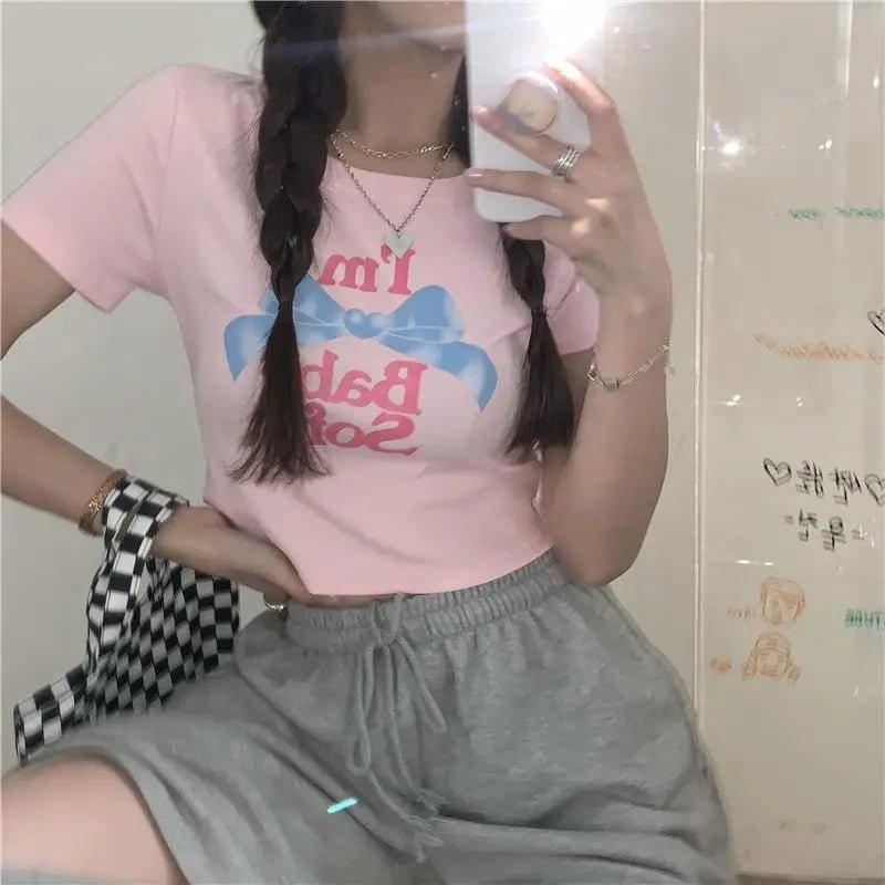 Baby Oil Inspired Pink I'm Baby Soft Crop Top - Cosparty