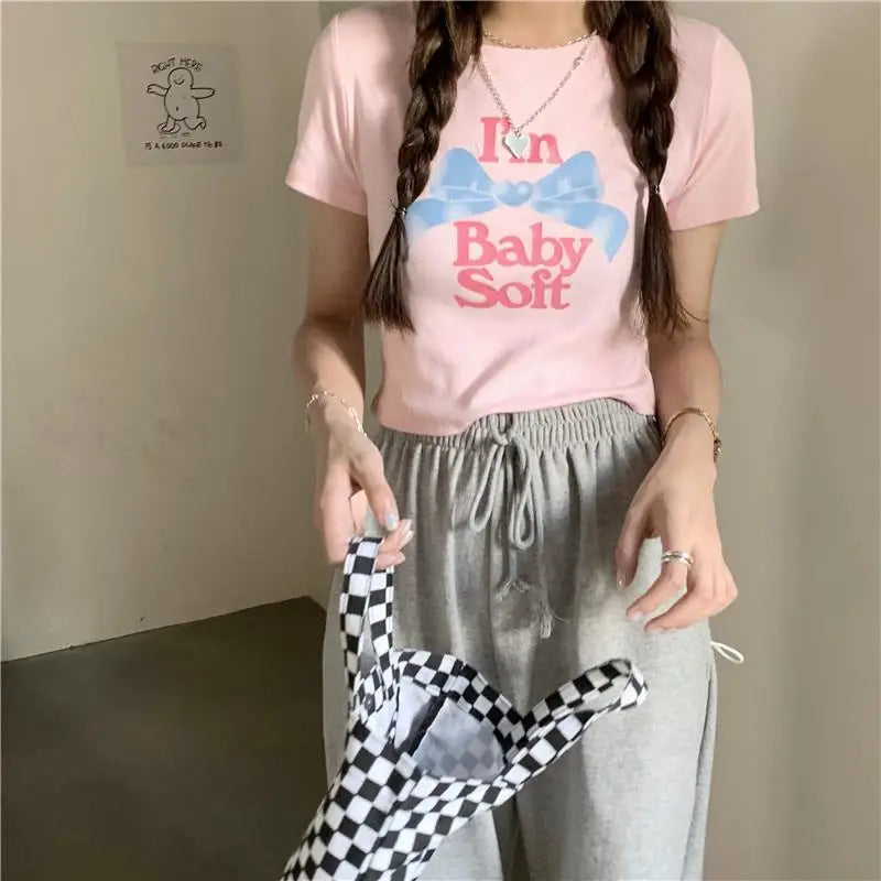 Baby Oil Inspired Pink I’m Baby Soft Crop Top - Shirt