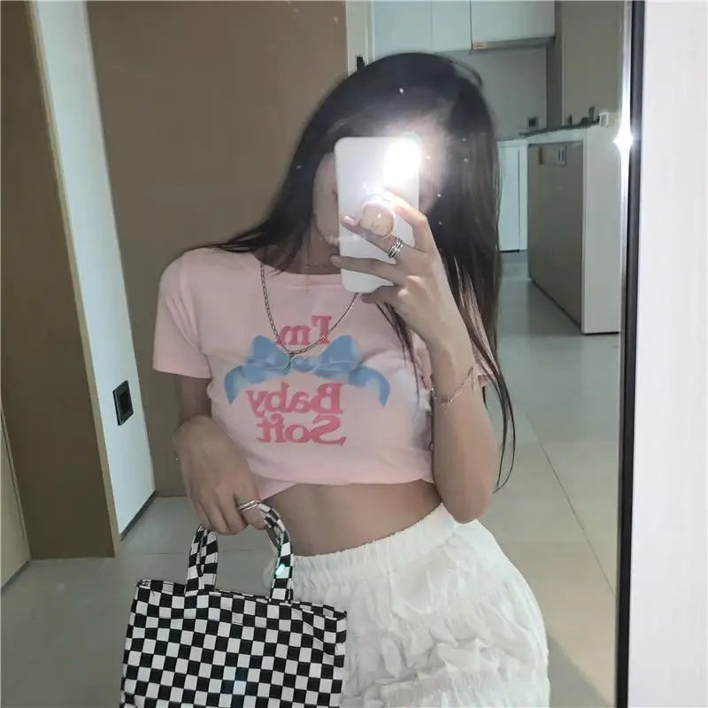 Baby Oil Inspired Pink I’m Baby Soft Crop Top - Shirt